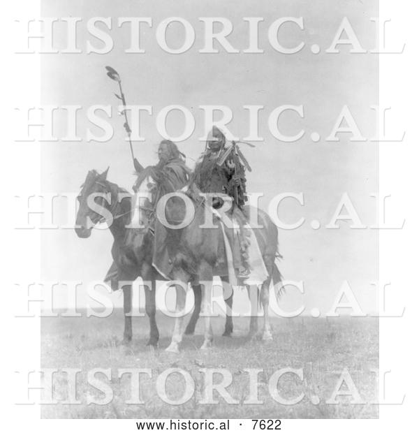 Historical Photo of Atsina Native Chiefs on Horses 1908 - Black and White