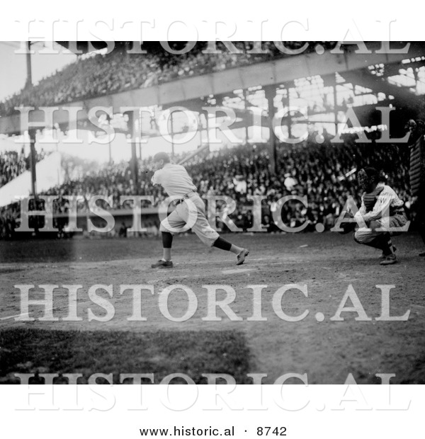 Historical Photo of Babe Ruth Batting in 1921 - Black and White Version