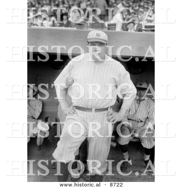 Historical Photo of Babe Ruth in Uniform - Black and White Version