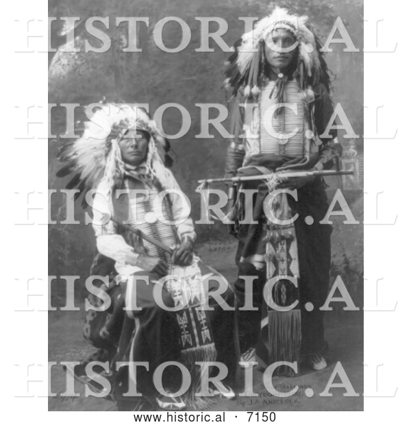 Historical Photo of Black Horn and James Lone Elk 1900 - Black and White