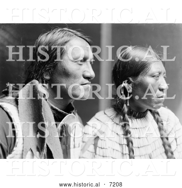 Historical Photo of Charging Thunder with Wife, Sioux Indians 1900 - Black and White