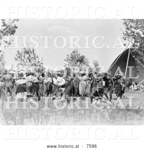 Historical Photo of Cheyenne Indian Buffalo Society 1927 - Black and White
