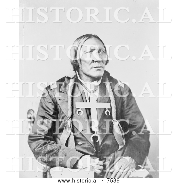 Historical Photo of Cheyenne Native Man Named Little Robe - Black and White