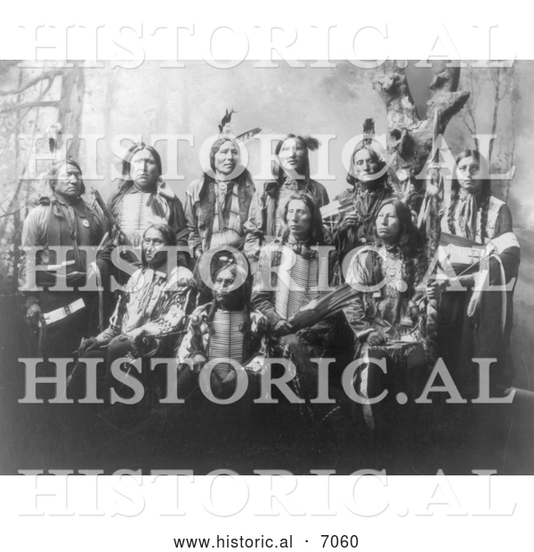 Historical Photo of Chief Jack Red Cloud with Sioux Chiefs 1899 - Black and White