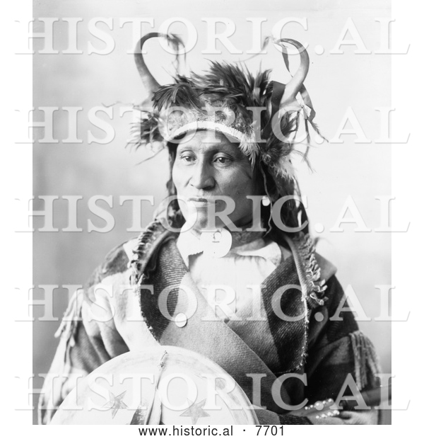 Historical Photo of Chief Wets It, Assinaboine Native 1898 - Black and White
