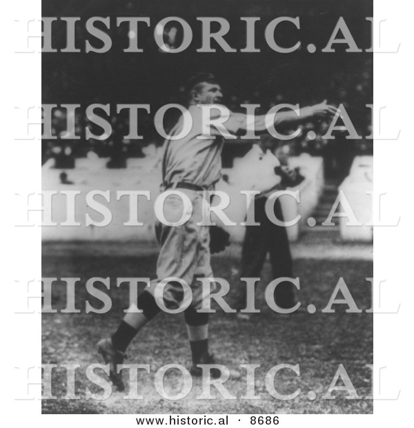 Historical Photo of Christy Mathewson, New York Giants Pitcher, Throwing a Baseball, 1911 - Black and White Version