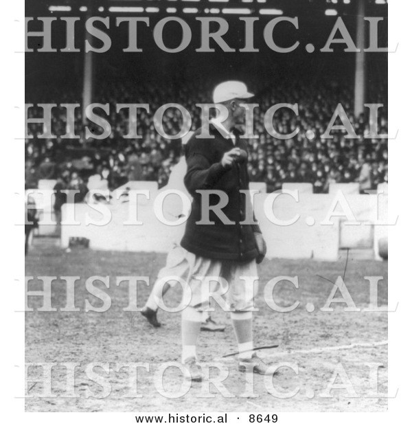 Historical Photo of Christy Mathewson of the NY Giants Holding a Baseball, 1913 - Black and White Version