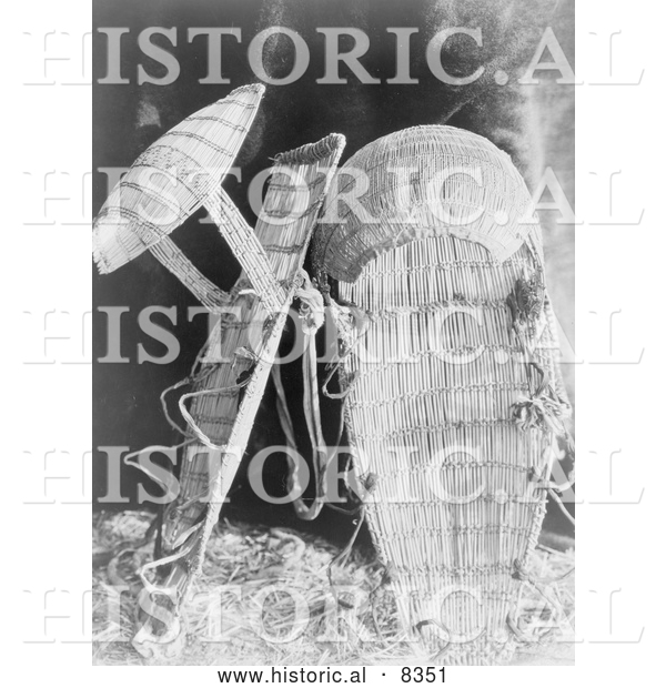 Historical Photo of Chukchansi Cradle Baskets 1924 - Black and White