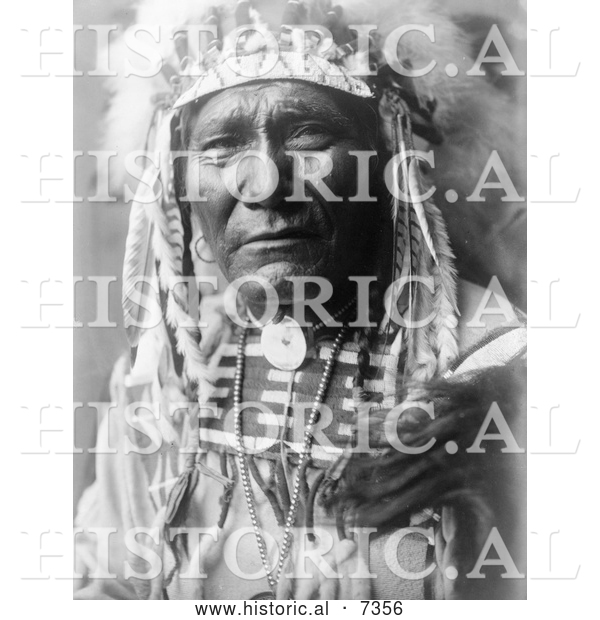 Historical Photo of Crow Indian Man by the Name of Ghost Bear 1908 - Black and White