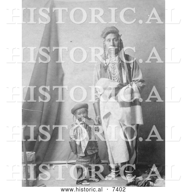 Historical Photo of Crow Indian Mother and Child 1908 - Black and White