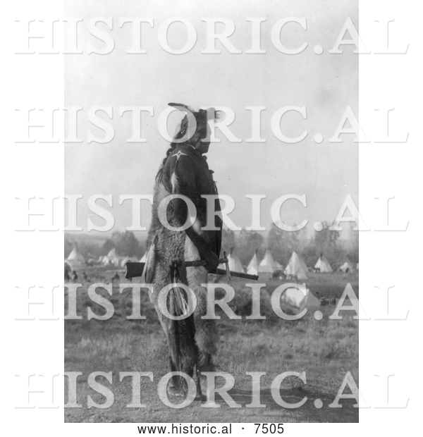 Historical Photo of Crow Indian Named Hoop on the Forehead 1908 - Black and White