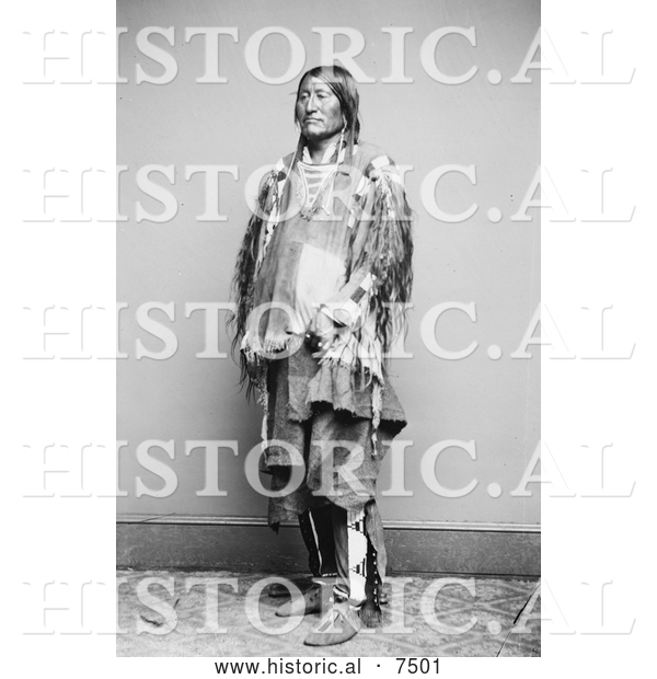 Historical Photo of Crow Native American Chief - Black and White