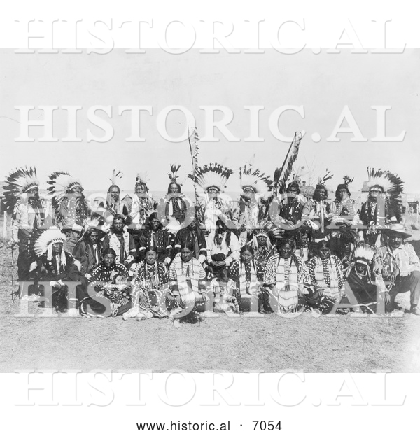 Historical Photo of Dakota Indians at Pine Ridge 1910 - Black and White