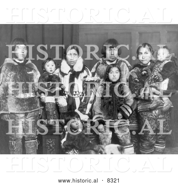 Historical Photo of Esquimaux Group 1904 - Black and White Version