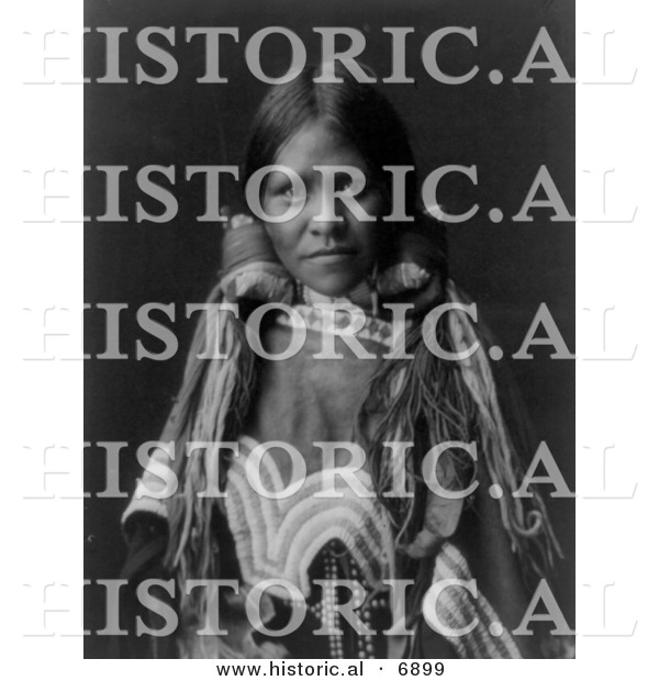 Historical Photo of Female Jicarilla Child - Native American Indian - Black and White Version