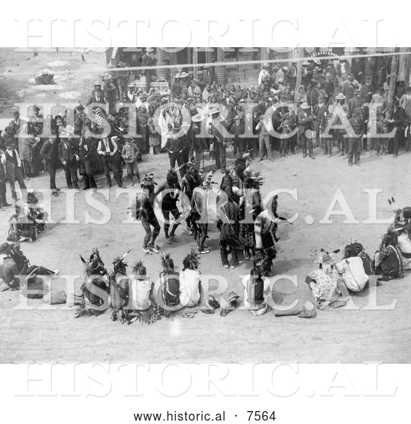 Historical Photo of Great Omaha Pow-Wow Dance 1891 - Black and White