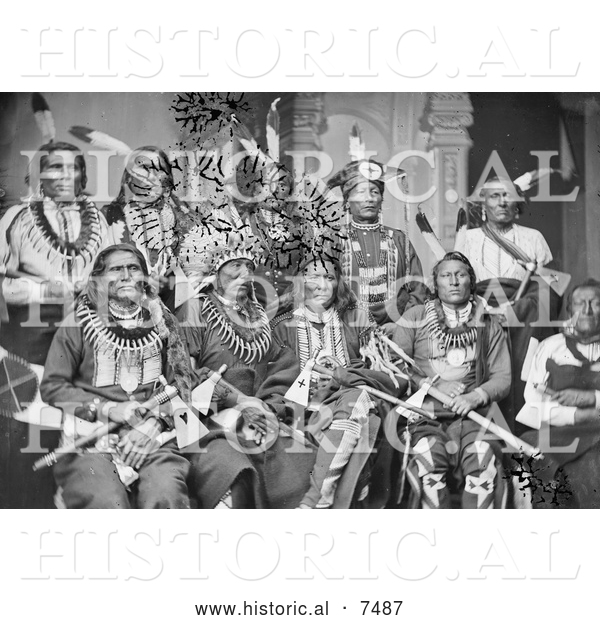 Historical Photo of Group of Ponca Native Americans - Black and White