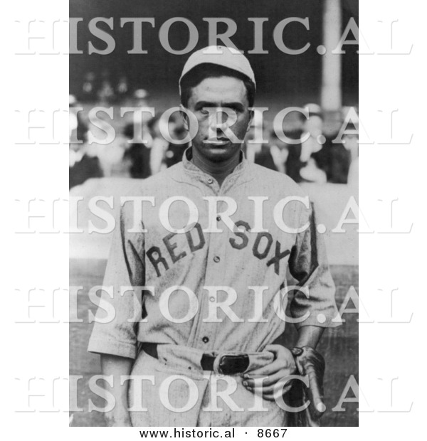 Historical Photo of Harry Bartholomew Hooper of the Boston Red Sox Baseball Team in Uniform, 1914 - Black and White Version
