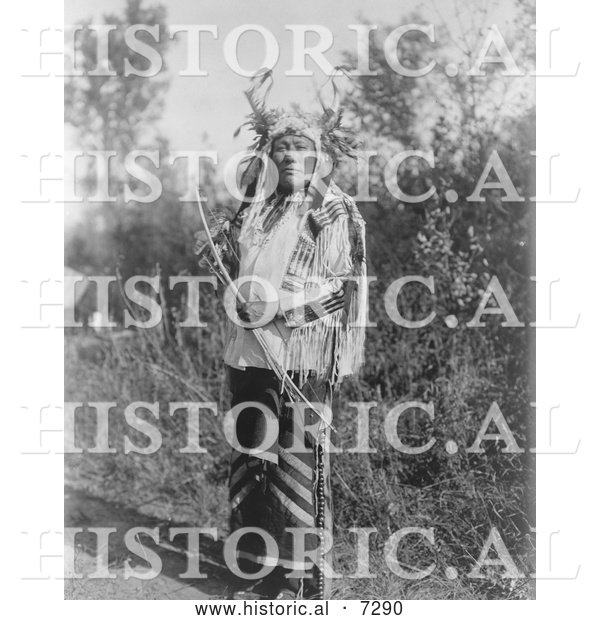 Historical Photo of Hidatsa Indian Named Long Time Dog 1908 - Black and White