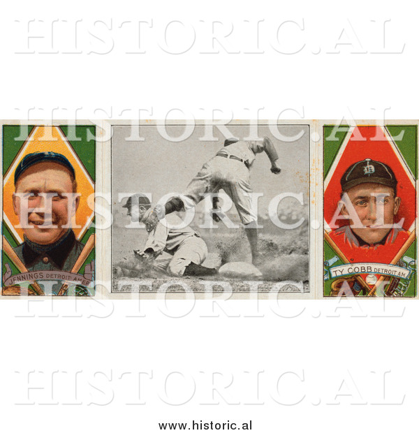 Historical Photo of Hughie Jennings and Ty Cobb - Vintage Baseball Card