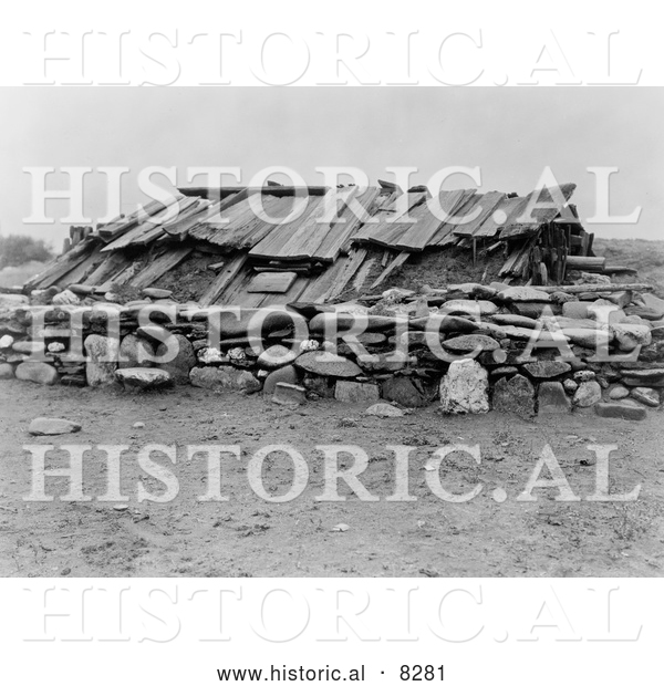 Historical Photo of Hupa Sweat House 1923 - Black and White Version