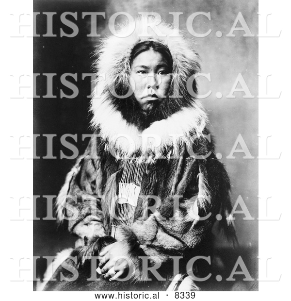 Historical Photo of Inuit Eskimo Portrait 1903 - Black and White