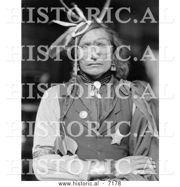 Historical Photo of Iron White Man, Sioux Native American 1900 - Black and White