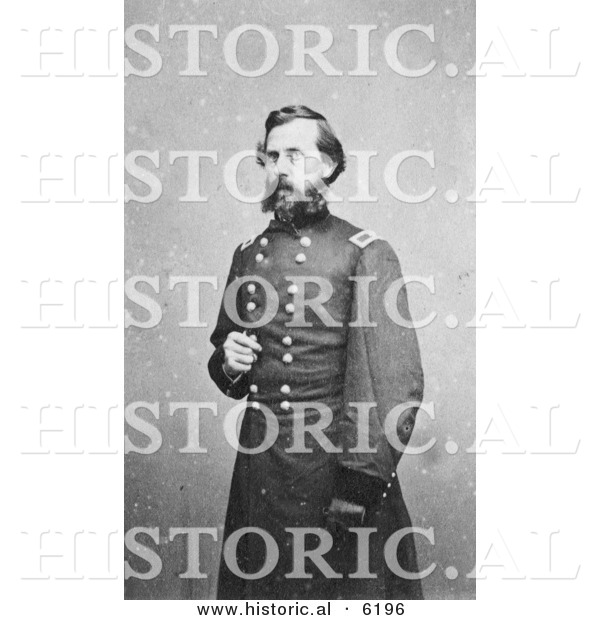 Historical Photo of Jefferson Davis Wearing His Military Uniform - Black and White Version