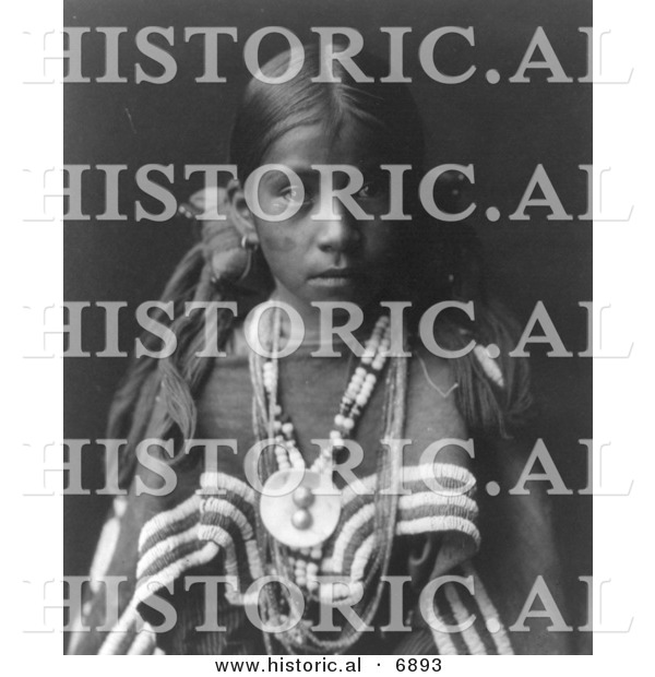 Historical Photo of Jicarilla Apache Indian Girl - Black and White Version