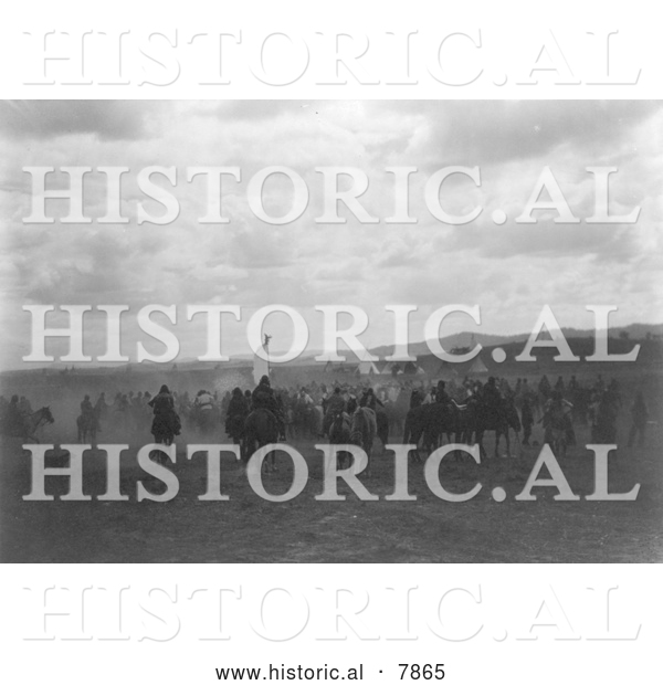 Historical Photo of Jicarilla Apaches on Horses 1905 - Black and White