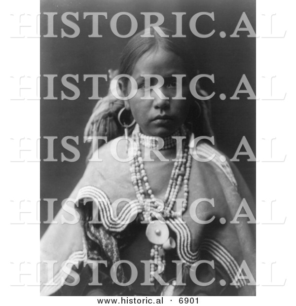 Historical Photo of Jicarilla Girl - Native American Indian - Black and White Version