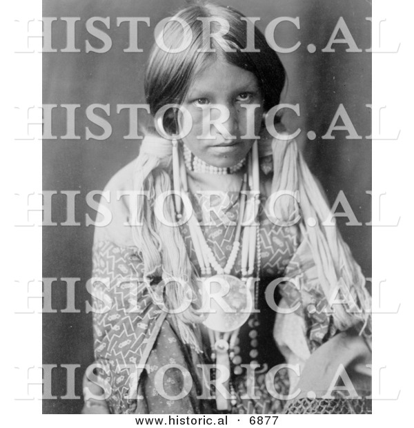 Historical Photo of Jicarilla Indian Girl 1905 - Black and White Version