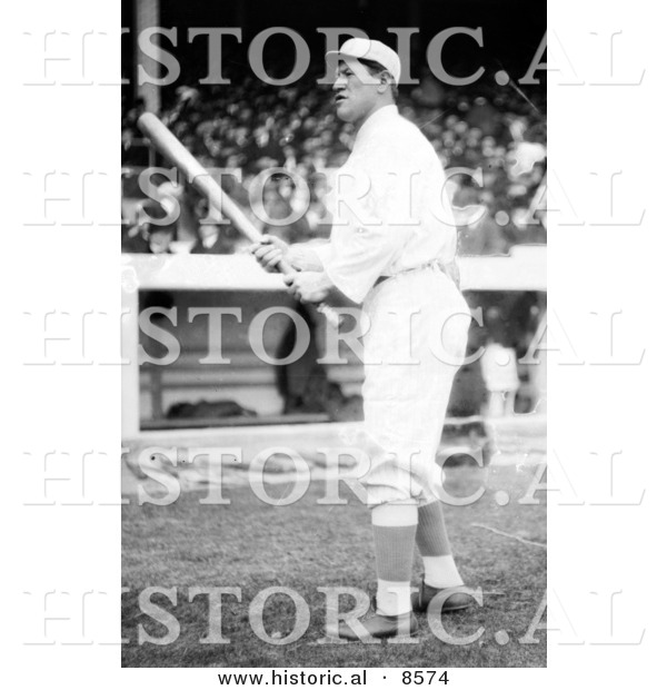 Historical Photo of Jim Thorpe of the Giants, Standing with a Baseball Bat at Polo Grounds - Black and White Version