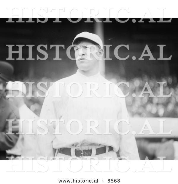 Historical Photo of Jim Thorpe Wearing His Giants Uniform While Looking Around at Polo Grounds, New York - Black and White Version