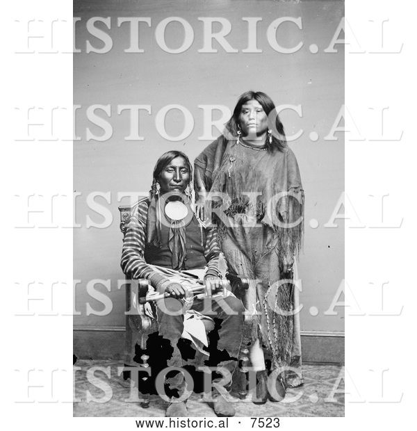 Historical Photo of Kiowa Indians, Lone Wolf and Etla - Black and White