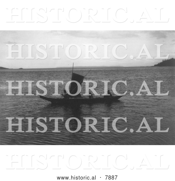 Historical Photo of Kwakiutl Canoe 1910 - Black and White