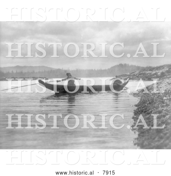 Historical Photo of Kwakiutl Canoe 1914 - Black and White