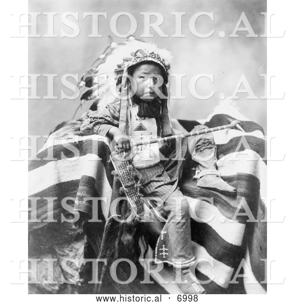 Historical Photo of Lakota Indian, Joseph Bird Head 1899 - Black and White