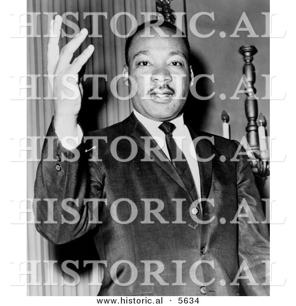 Historical Photo of Martin Luther King Jr. Raising One Hand up - Black and White Version