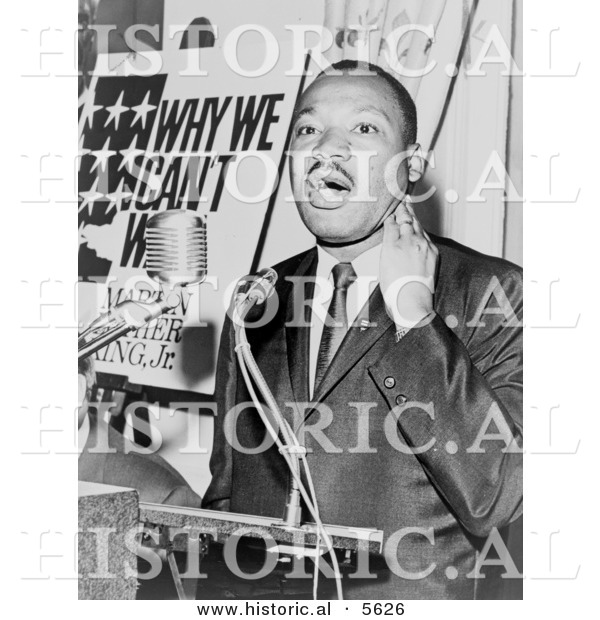 Historical Photo of Martin Luther King Jr. Speaking at a Press Conference - Black and White Version