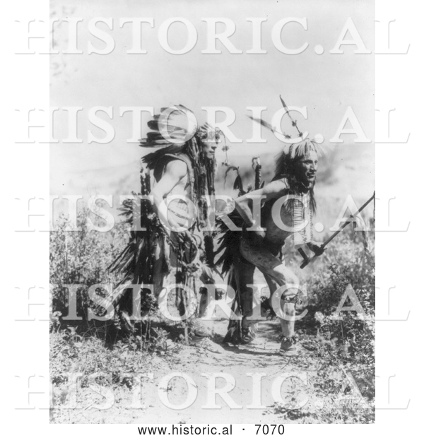 Historical Photo of Mato Wammyomni and Mato Pahin, Sioux 1900 - Black and White