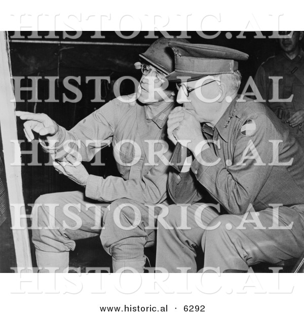 Historical Photo of Military Soldiers: Omar Bradley and Lesley J. McNair - Black and White Version