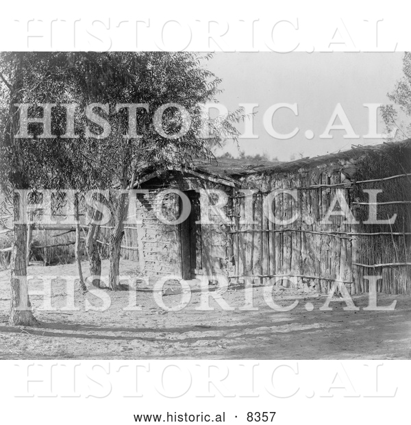 Historical Photo of Modern Chemehuevi Dwelling 1907 - Black and White