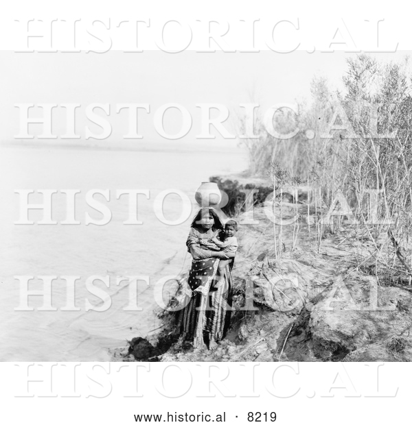 Historical Photo of Mohave Water Carrier 1903 - Black and White