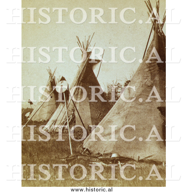 Historical Photo of Nez Perce Indian Tipis 1871 - Sepia