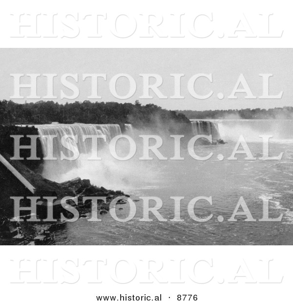 Historical Photo of Niagara Falls from Steel Arch Bridge - Black and White Version