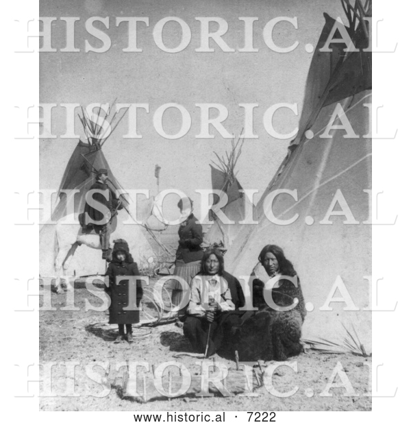 Historical Photo of One Bull and Black Praire Chicken, Sioux Indians 1882 - Black and White