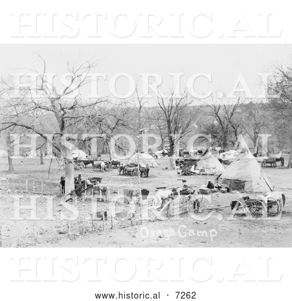 Historical Photo of Osage Indian Camp Osage Indian Camp 1906 - Black and White