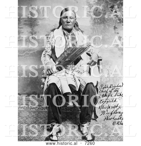 Historical Photo of Osage Indian Chief, Peter Bighart 1909 - Black and White