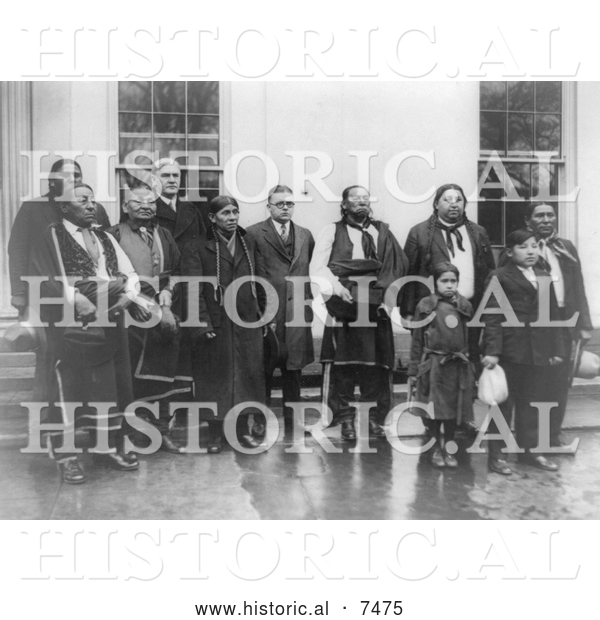Historical Photo of Osage Indians at the White House 1926 - Black and White